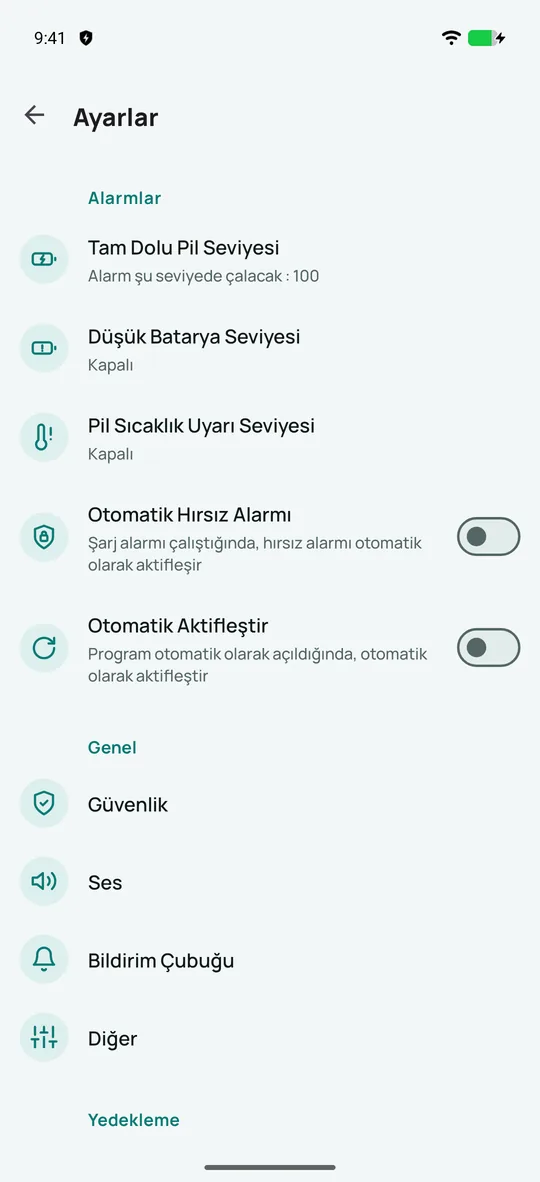 Her alarm için ayarlar